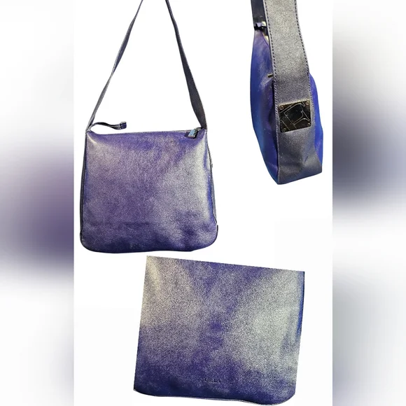 Y2K Furla Purple Leather Single Handle Shoulder Bag - Picture 1 of 13